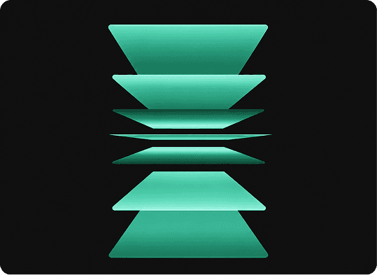 Layered green abstract technology shape