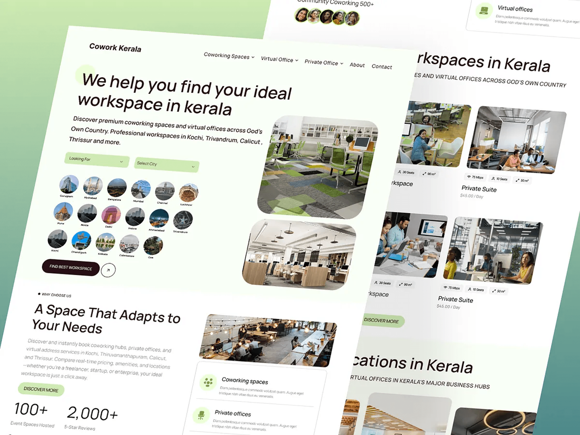 Cowork Kerala website homepage